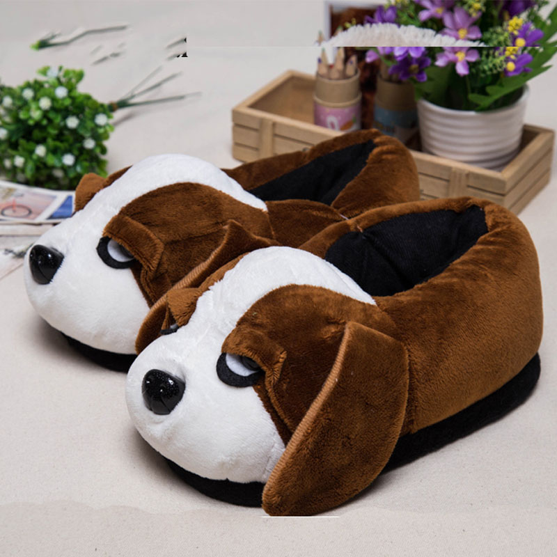 

Indoor Slippers Special offer custom a warm winter home panda cotton slippers thick hard bottom shoes on floor lovers shoes, Beige