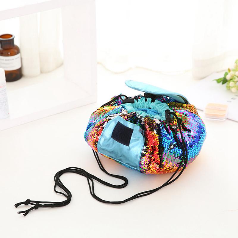 

4styles Cosmetics Cosmetic Bags PU Sequined Makeup Bag Bags Drawstring Storage Leather GGA3199-3 Mermaid Bag Clutch Travel Sequins Wome Mfct