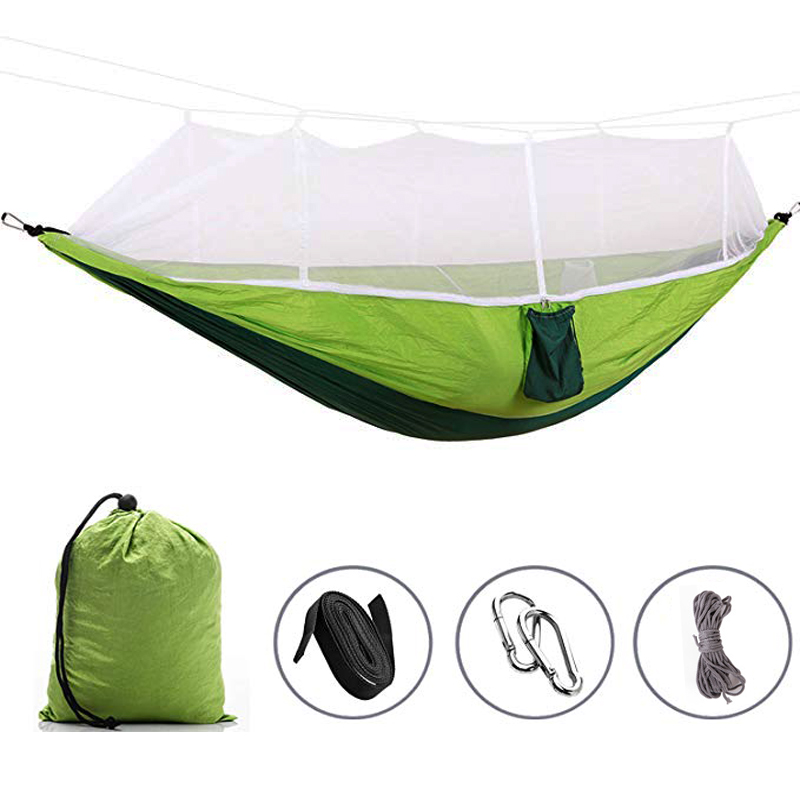 

1-2 People Outdoor Portable Mosquito Net Hammock Camping Parachute Hanging Bed Garden Swing Dormitory Soft Bed Beach Mat Gift
