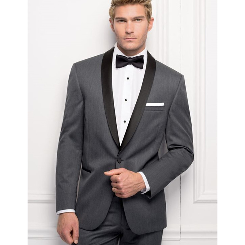 

New Custom Made Men Suits Slim Fit Groom Tuxedos Dark Gray Wedding Suit Best Man Groomsman Suit Bridegroom Suits 2 Pieces, Pink