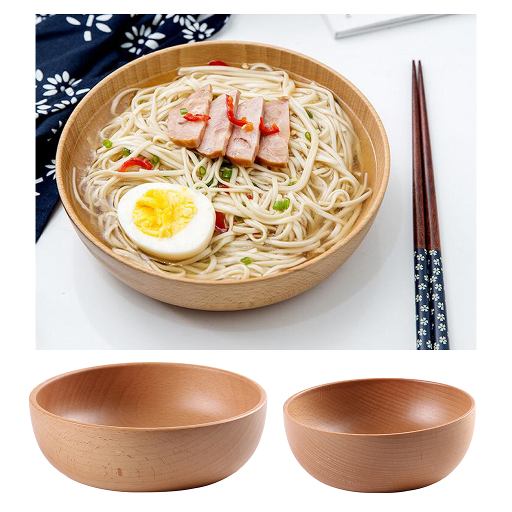 

2-piece round wood bowl set snack serving dinner bowls japanese style 15cm 18cm