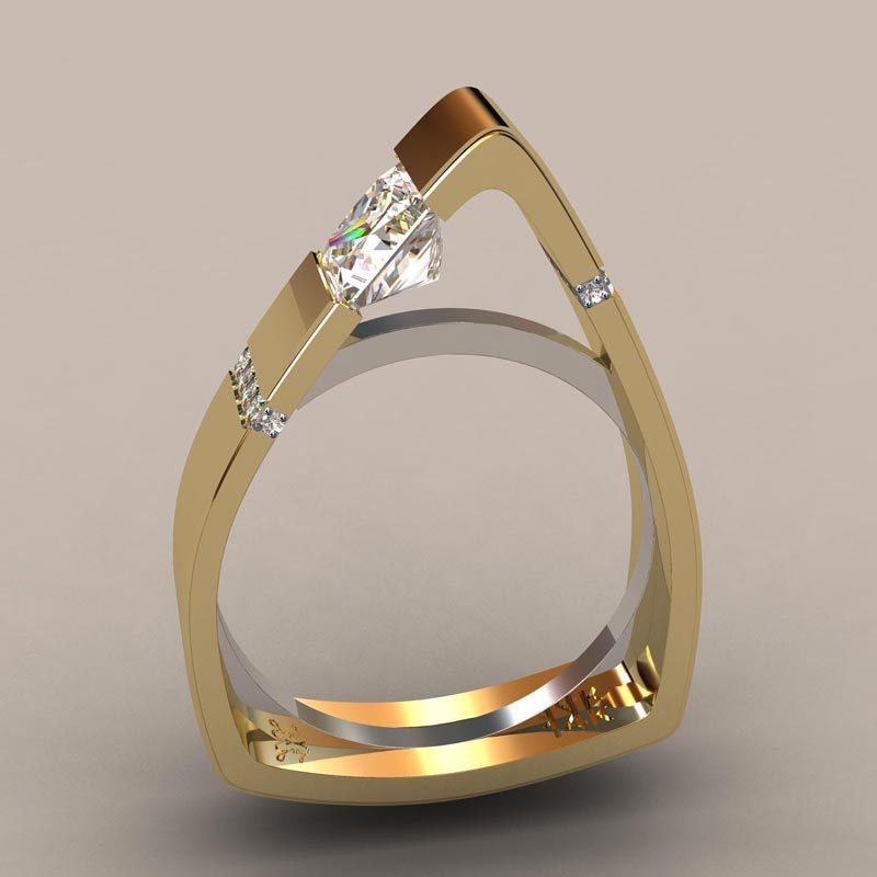 

European Creative Geometric Triangle Zircon Rings for Women Simple Gold Color Engagement Wedding Rings Unique Party Jewelry Anel