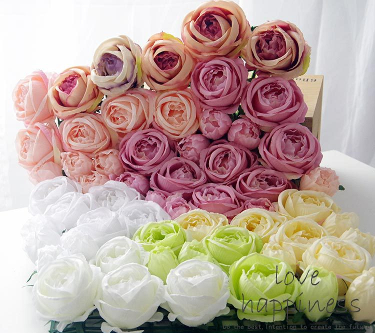 

20Pcs/lot large Artificial Rose flower heads for party wall decor wedding road led DIY decoration flores Wreath fake flowers