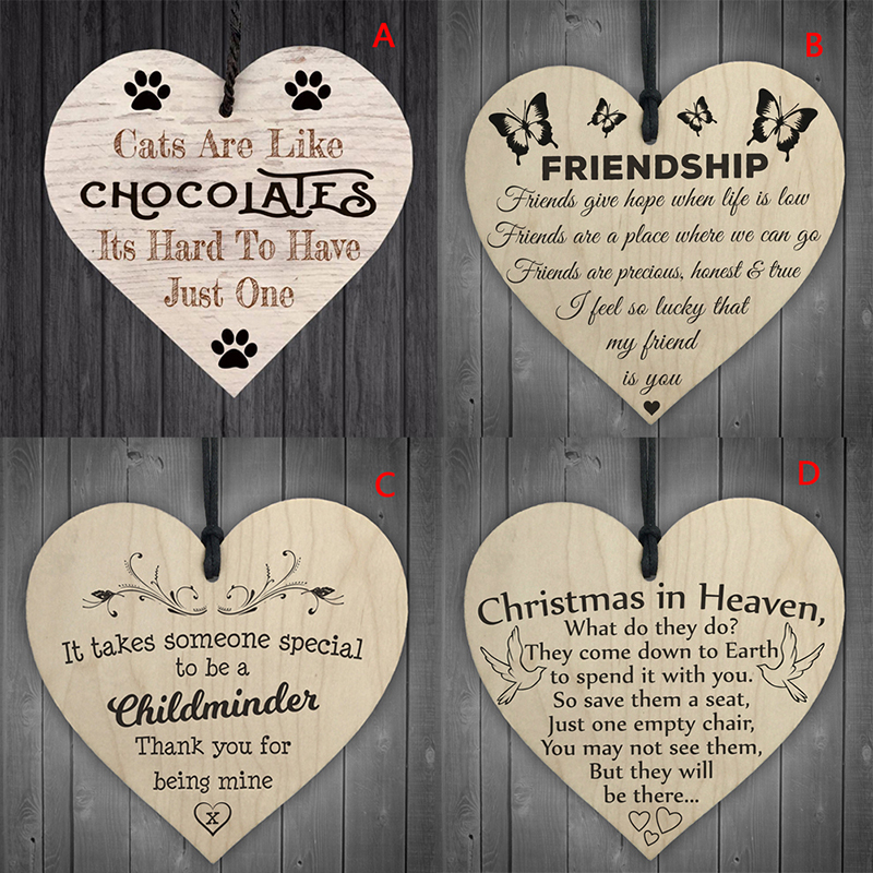 

Christmas Wooden Heart Shape Letter Hanging Gift Friendship Plaque Pendant Wine Bottle Decor Pendant Tags LOVE Wood Chip