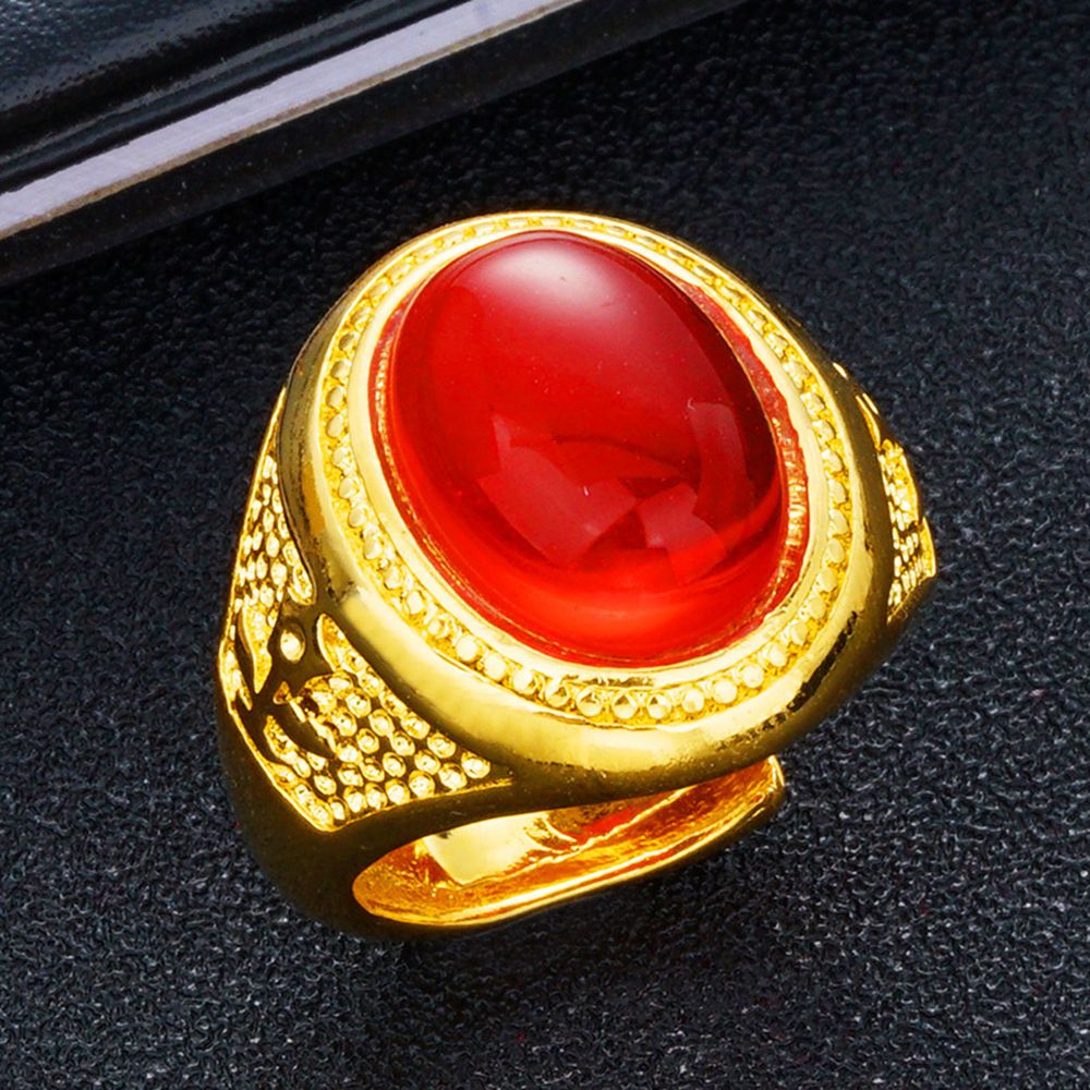Bright Red Store Finger Ring 18k Yellow Gold Filled Classic Mens Ring Band Atmosphere Jewelry Size Adjust-image-530093152