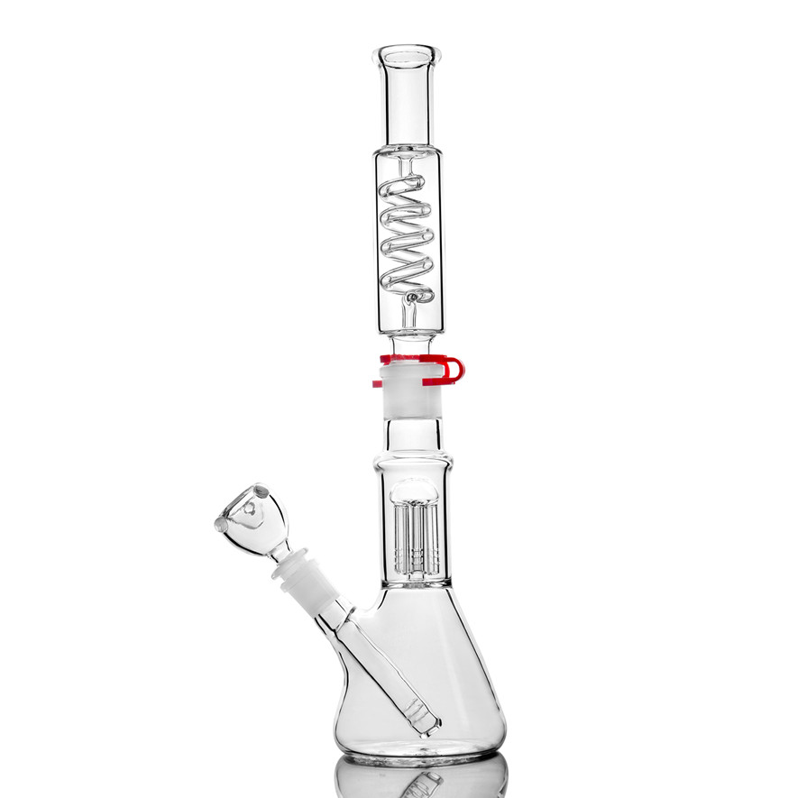

Hookahs Shisha Tall Glass Bongs Water Pipes Bubbler Dab Rigs Freezable Coil Ice Water Bong Smoking Pipe beaker