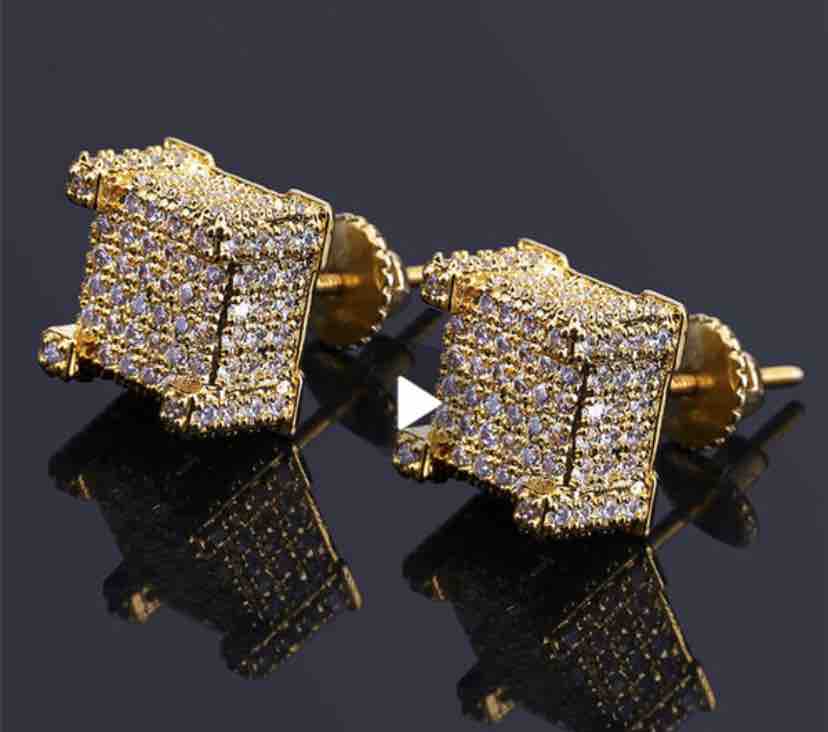 Fashion Simple Femmes Or Jaune Rempli Coeur Rond Creux Cristal Boucles D/'oreilles Clou
