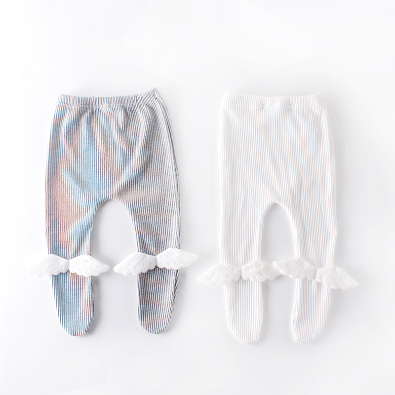 

INS girl clothing pants solid color leggings pants With Angel Wing design girl spring fall pants, Gray