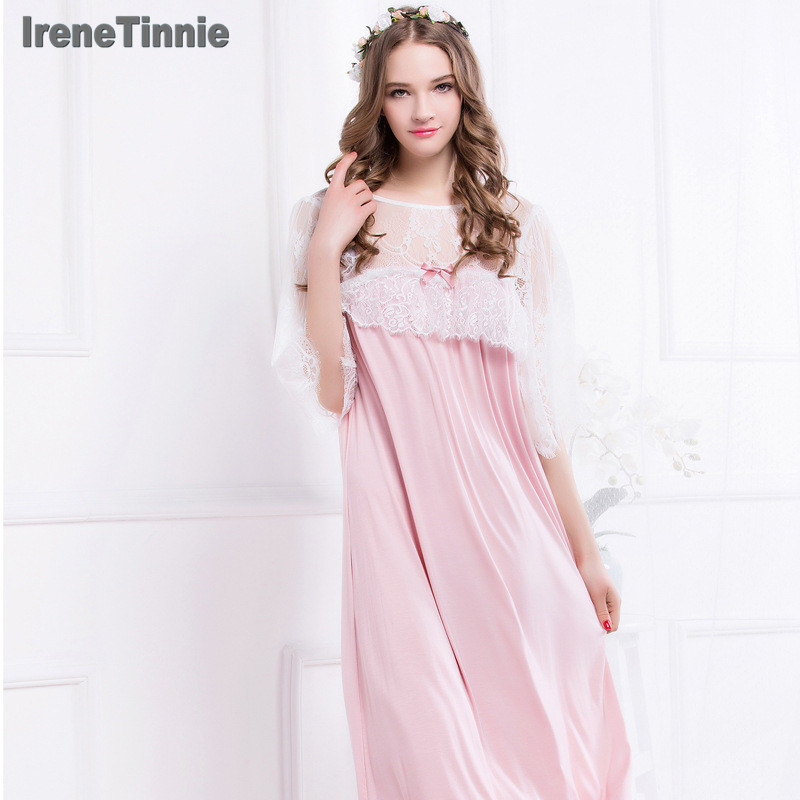 

Nightgown Women Dress Princess Sleepshirts Vintage Nightdress Pink Cotton Romantic Nightgowns Nightdress Lounge Sleepwear, As pic