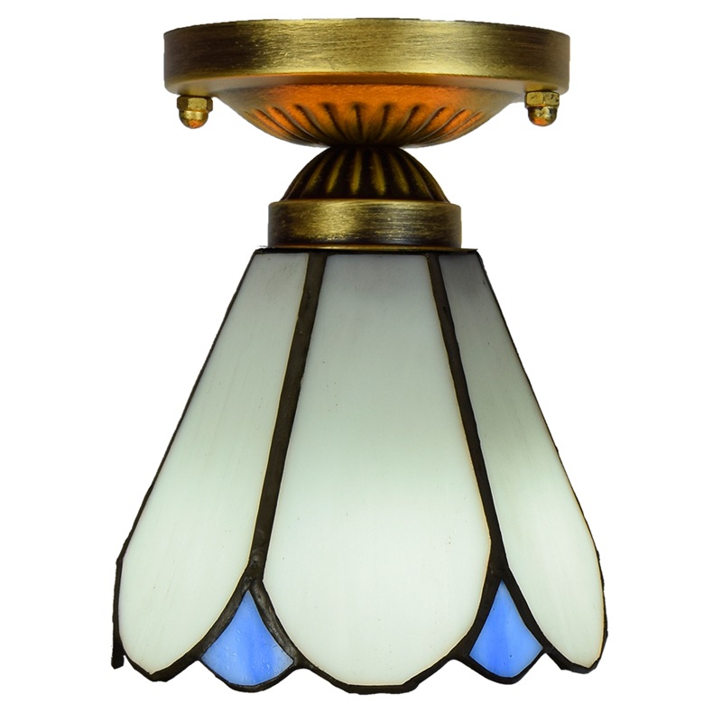 

Tiffany Style Ceiling Lamp Hanging Light Fixture 6 Inches Stained Glass Pendant Light For Bedroom Aisle Corridor Bedroom Ceiling Light