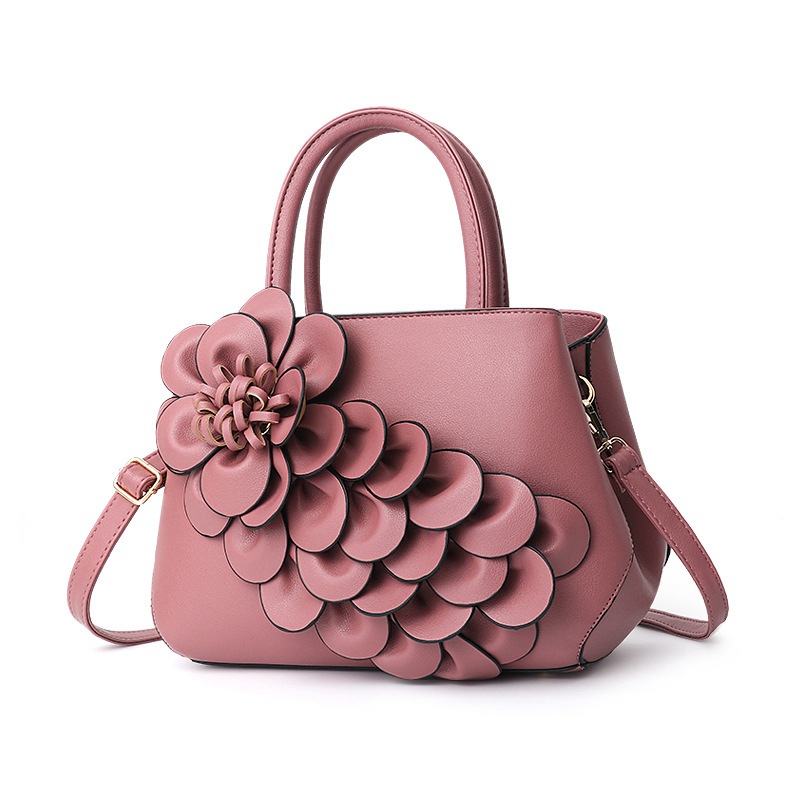 

bag 2019 new 3D large flowers large capacity handbag shoulder bag simple bags, Grey