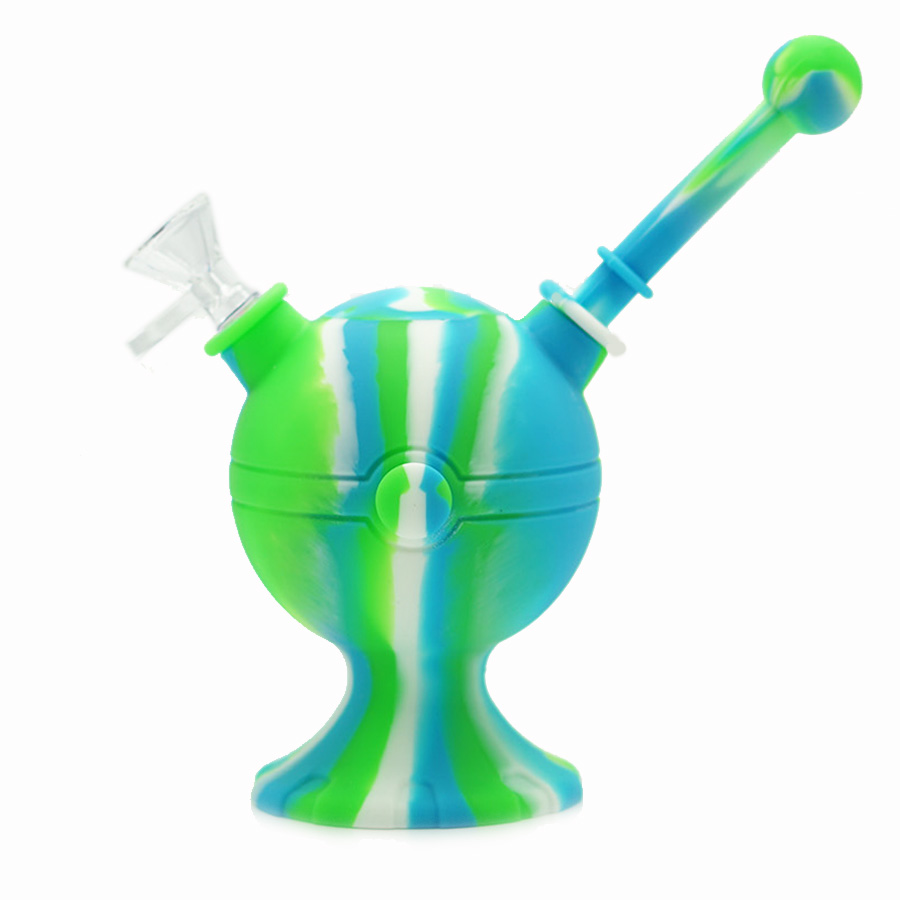 

Silicone Water Pipes Globe design bongs Camouflage Pure Color Silicone Oil Rigs mini bubbler bong Hookahs