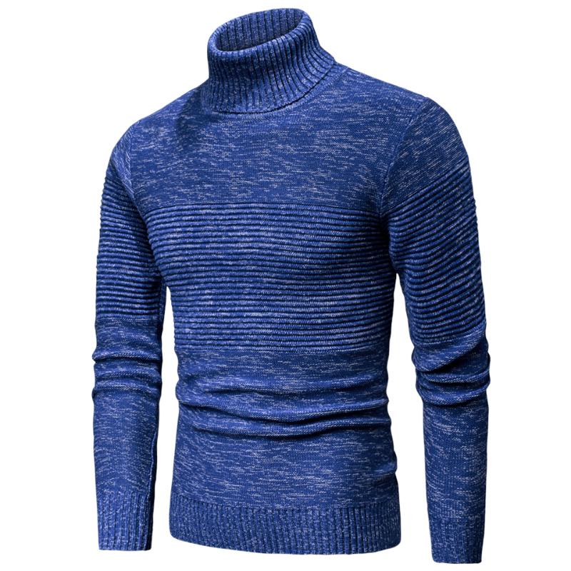 

Luulla Men 2020 Spring New Casual Knitted Cotton Turtleneck Sweaters Pullover Men Autumn Brand Fashion Mixed Color Sweater, Blue