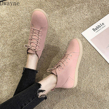 

boots female British wind 2020 new flat bottom Harajuku style retro short boots, Pink