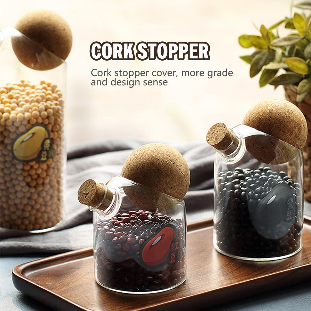 

500ML 800ML 1200ML Glass Jar With Airtight Sealed Wooden Lid Ball Transparent Candy Jar Storage Tank