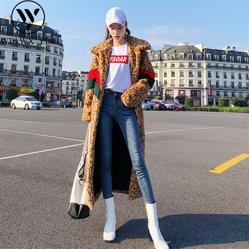 

Fashion patchwork Leopard Faux fur coat women Thick Warm Winter coats Casual Long Fur jacket Female High quality loose Overcoat