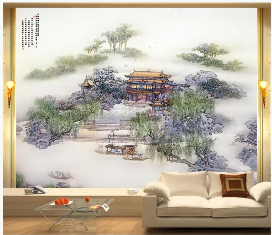

3d wallpaer custom photo The relief of the palace landscape pavilion 3d wall murals wallpaper for walls 3 d living room home decor, Non-woven wallpaper