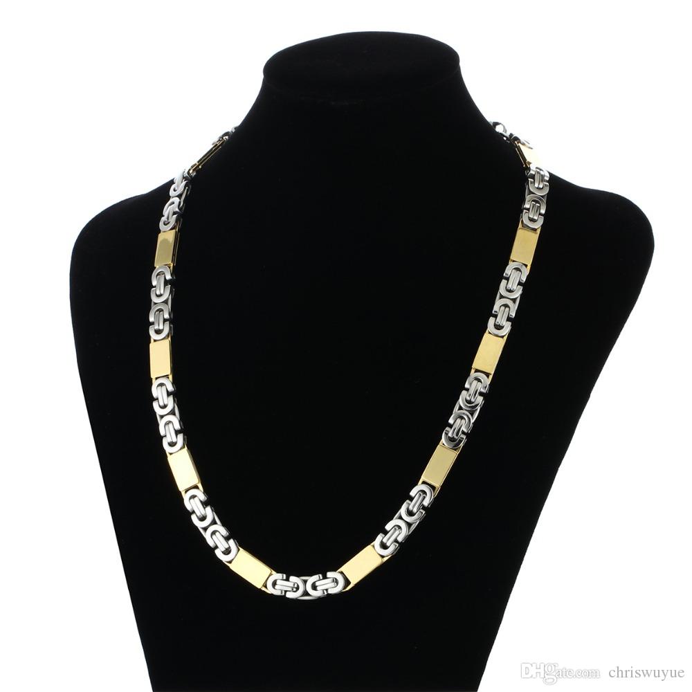 

Stainless Steel Byzantine Chains Metal Necklace High Quality Men Accessory Gift Jewelry Gold Silver Tone