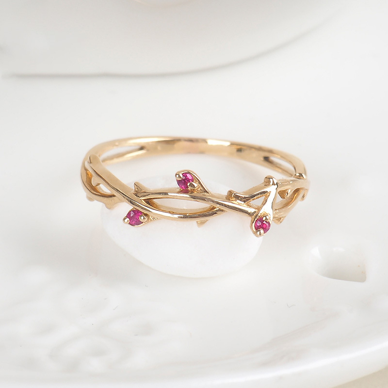 

Set Red Corundum Ring Small And Exquisite Woman Plating 18k Be Engaged Propose Ring