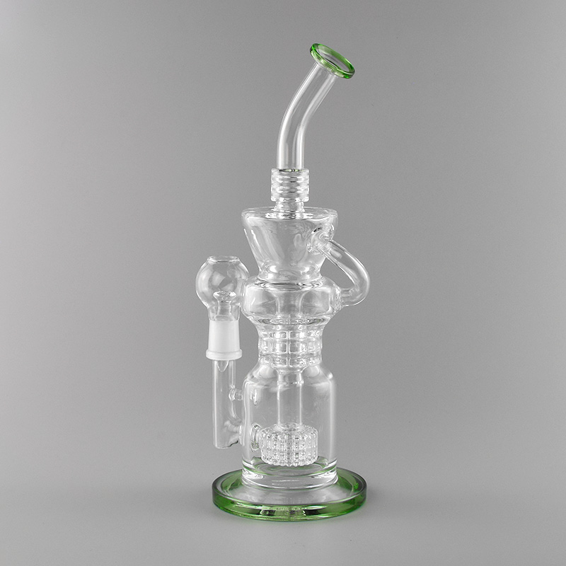 

In stock hookah glass water pipe 13" tall green color bong come with 18mm female bowl