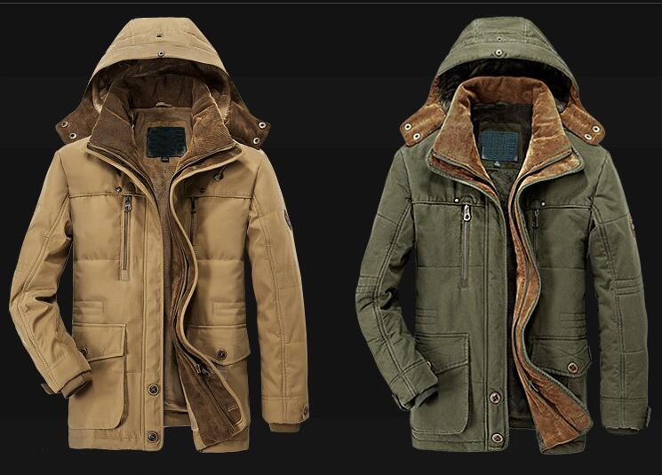 

Fashion- Men Winter Jacket Brand Famous Hot Thick High Quality Coats Cotton Padded Fashion Business Elegant Multi Pocket, Brown