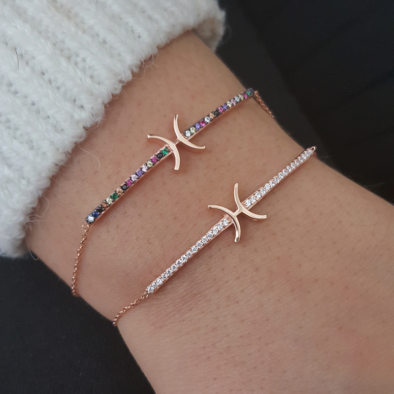 

Pisces Bracelet Horoscope Bracelet Star Sign 925 Silver Roese Gold Zodiac