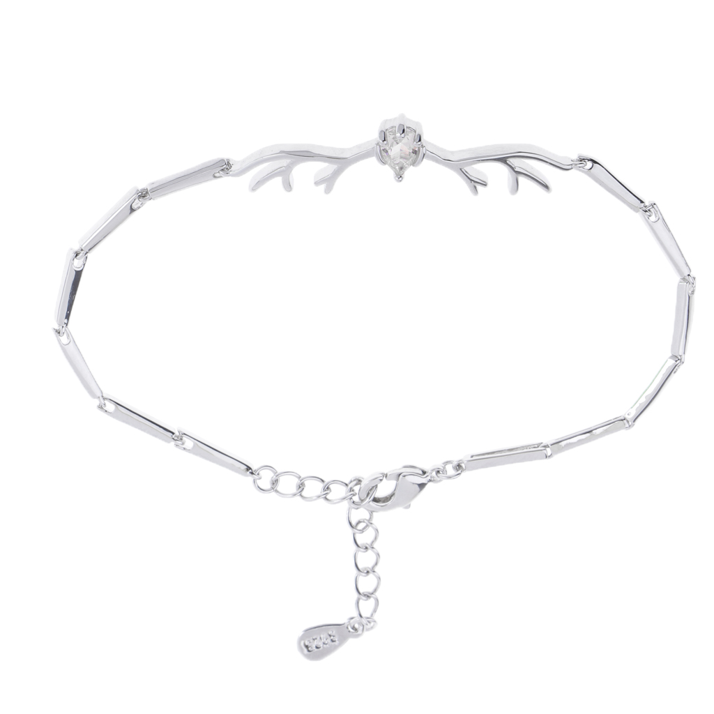 

Chic Women Deer Antler Shaped Bracelet Crystal Charm Bangle Bamboo Joint Link Chain