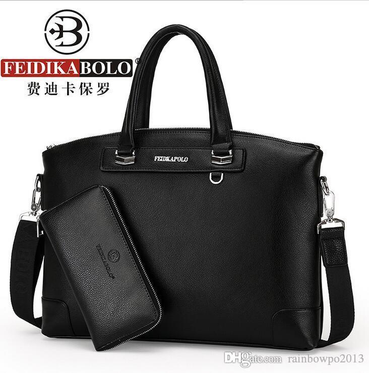 

Factory wholesale men bag leather bags fashion simple portable multifunctional embossed leathers briefcase embosseds handbag exquisite busine, Black