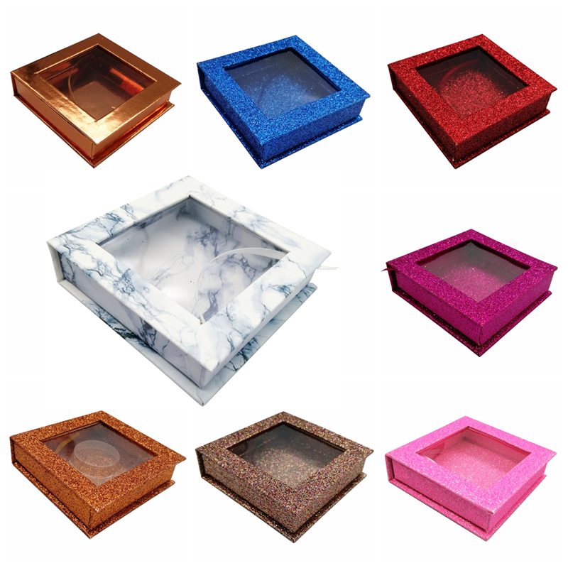 

10 Pcs False Eyelashes Packaging Box Lash Boxes Custom Your Logo Fake 3d Mink Lashes Glitter Case Empty Makeup Eyelash Storage