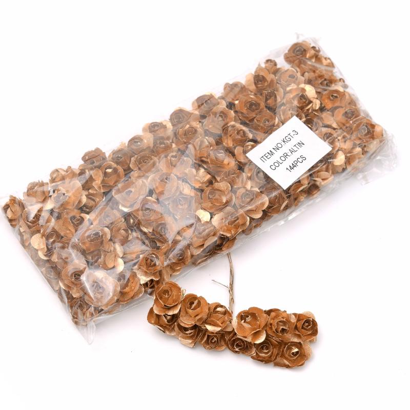 

144pcs 1.5cm Gold Silver Plum Artificial Mini Paper Rose Scrapbook Wedding Party Decoration DIY Handicraft Accessories Christmas, White