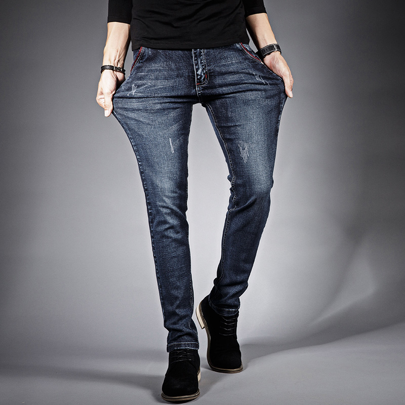 

MYAZHOU brand 2019 new men's stretch jeans fashion slim skinny jeans casual pants high quality comfortable men's cotton trousers, Blue grey