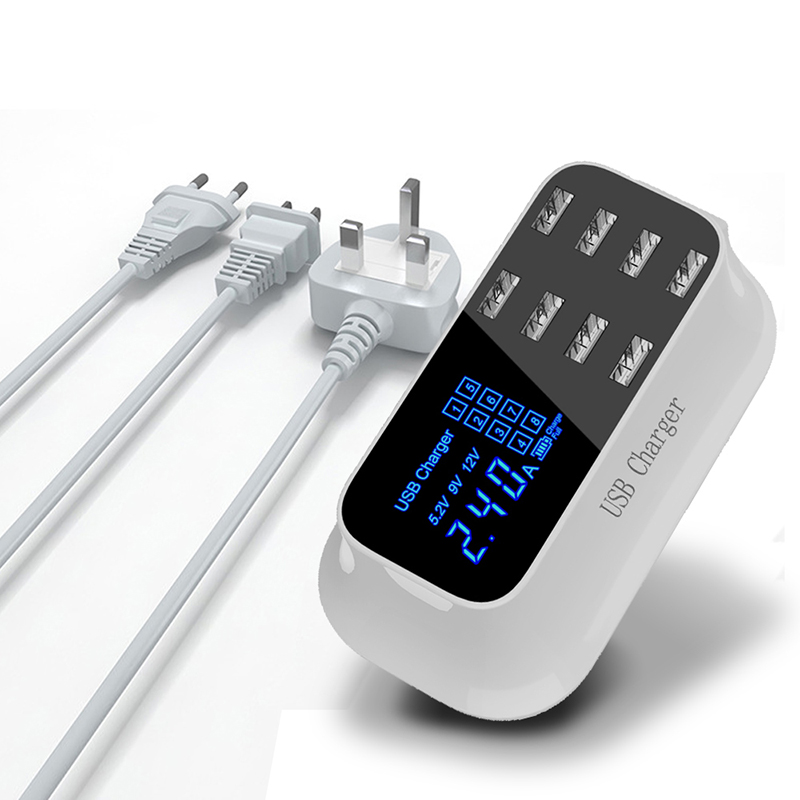 

8 Port Smart Chip USB Charger Dock Station Led Display Mobile Phone Tablet Charging Desktop Power Adapter Socket Strip 2.1A new