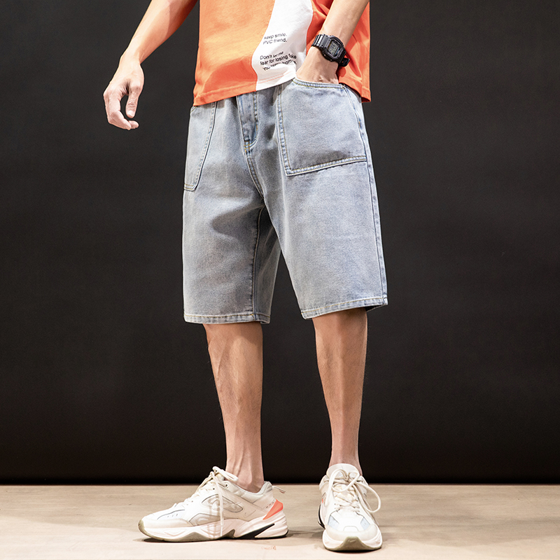 

Mens Shorts Solid Color Simple Plus Size Jeans Shorts Men Fashion Wild Denim Blue Five-point Pants Summer New Arrival, Denim blue 20236