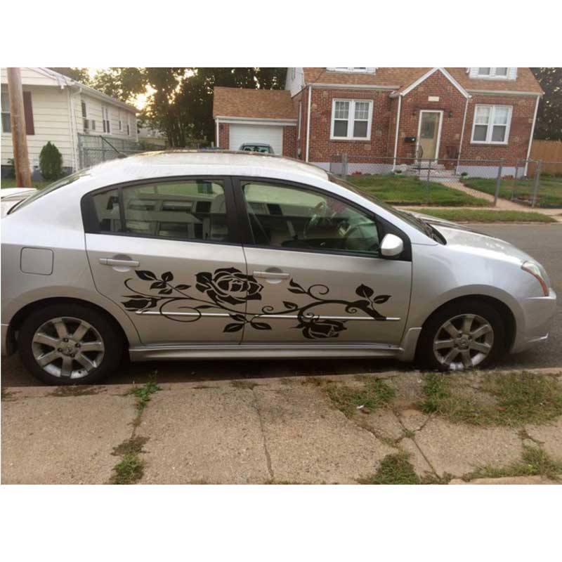 

2PCS/set Unversal Roses Car Stickers Pull Flowers Modified Body Decals, Purple