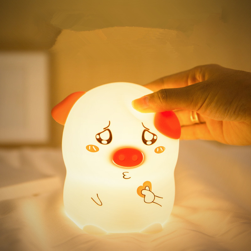 

Pig silicone night light New style children pat atmosphere lamp with sleeping lamp Romantic gift dhl free