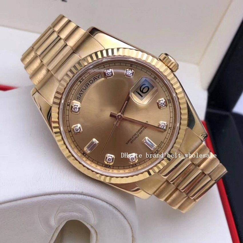 

2020 Shopkeeper recommend Luxury 18kt 36mm 41mm Gold President's Day Date Champagne Diamond 118238 Sant Blanc Automatic Mechanical watch