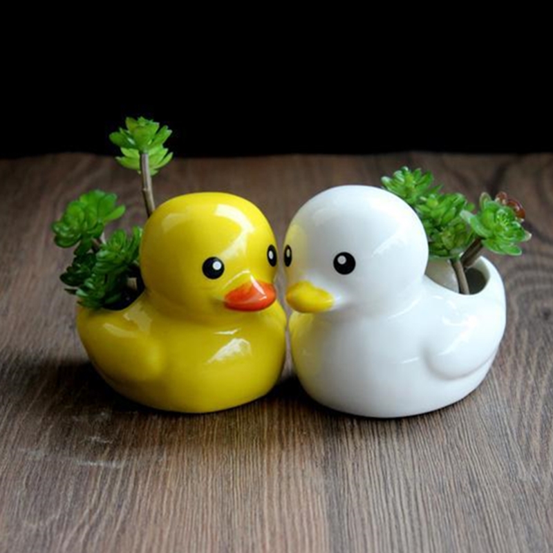 

Little duck ceramic flower pot succulent planter decoration creative cute potted desktop home and garden decor ornaments