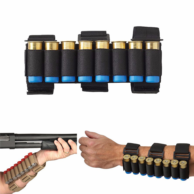 

Tactical Cheek Rest Buttstock Shotgun Shell Conveyor 8 Rounds Shooters Sleeve Forearm Mag Removable Arm Bullet Sport Tie Hand Accessory Bag, Khaki