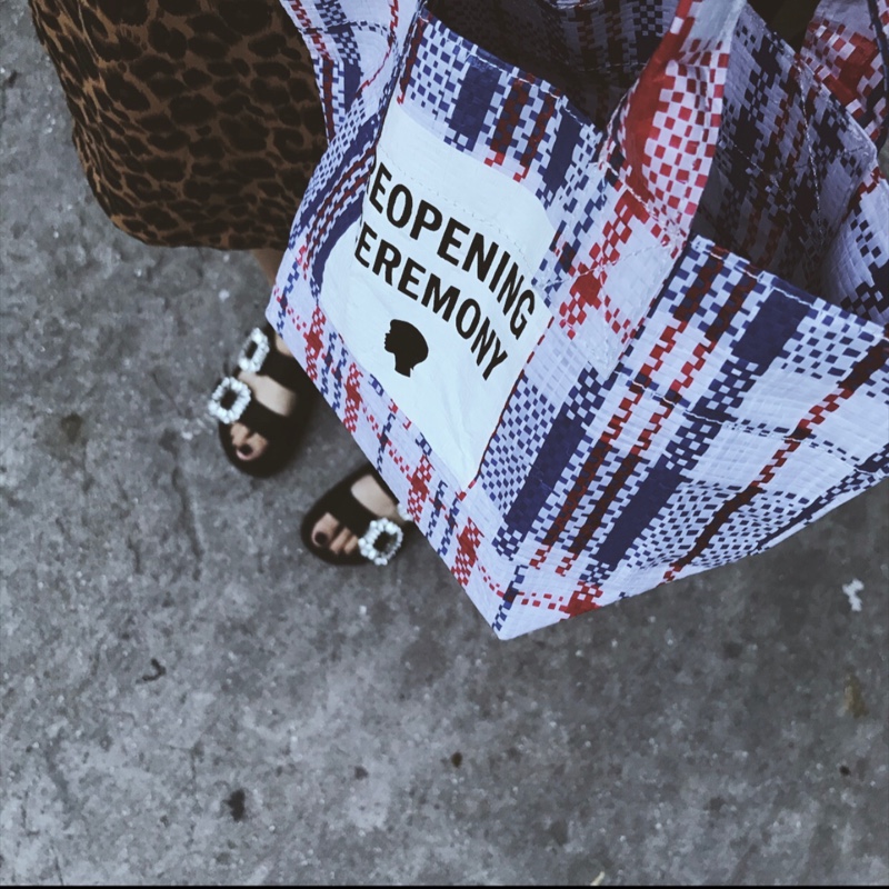 

South Korea's Dongdaemun niche street trend woven bag PE woven bag portable small