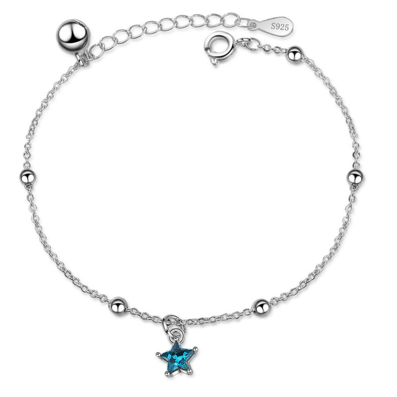 

Fashion Blue Zircon Pentagram Star Bracelet Female Starry Sky Europe And America Simple Adjustable Pulseira Jewelry Wholesale