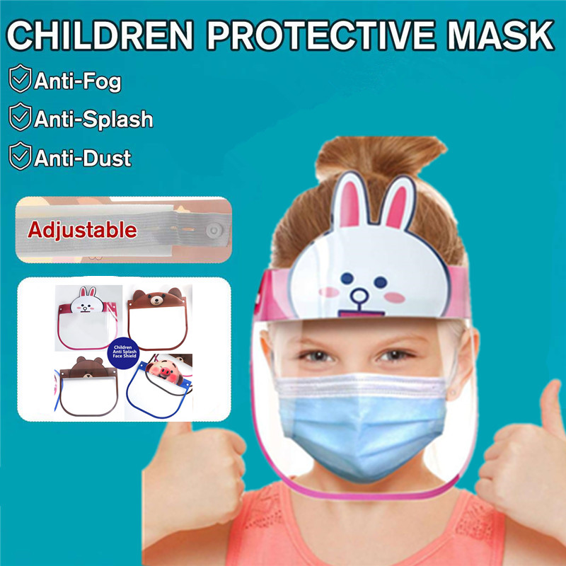 

US Shipping Kids Cartoon Protective Mask In School PET Anti-Splash Children Protective Full Face Covering Shield Kids Eye Protection Mask