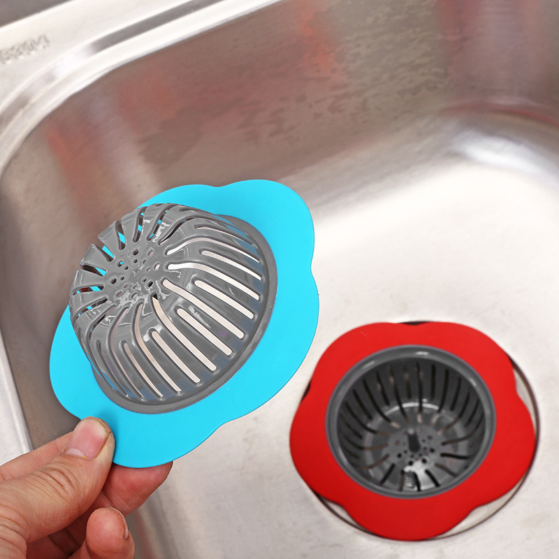 

Silicone Kitchen Sink Strainer Flower Shaped Shower Sink Drains Cover Colander Sewer Hair Filter Kitchen Gadgets