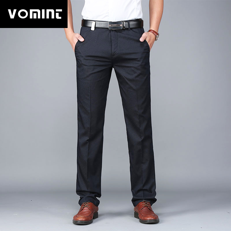 

Vomint 2019 New Mens Pants Solid Simple Leisure Slim Pants Trousers All-match Male Men's Work Suit MS7068, Blue