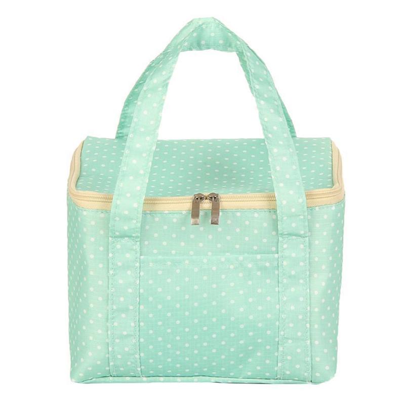 

Insulated Bag Picnic Portable Thermal Large Reusable Storage Zipper Lunch Box Case Cooler, Pink dot