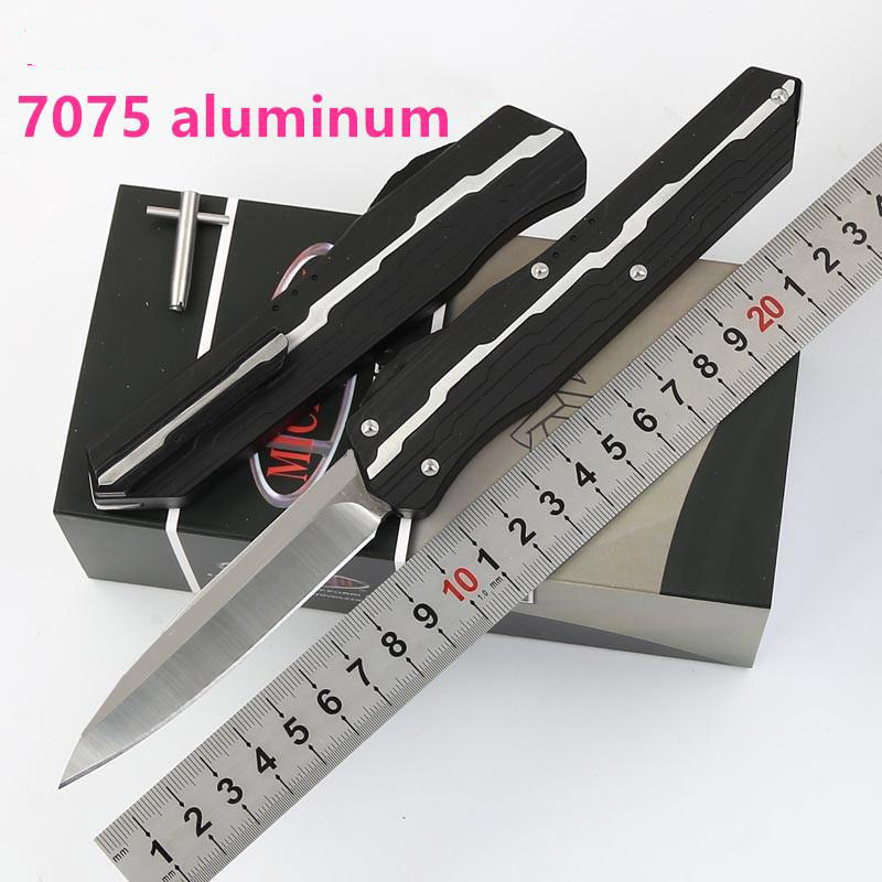 

High quality Microtech Munroe Cypher II Combat Troodon Auto Halo V Tactical Knife D2 Satin Blade Knife 7075 Aluminum Handle EDC Gear
