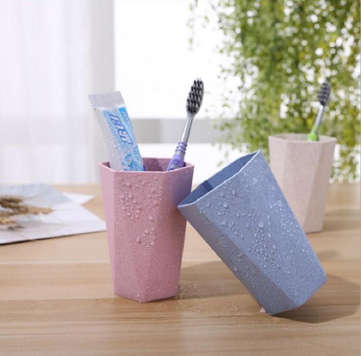 

Toothbrush cup made of environmentally friendly thick wheat straw, simple rhombus fashion couple mouthwash cup, free shipping toothbrush cup