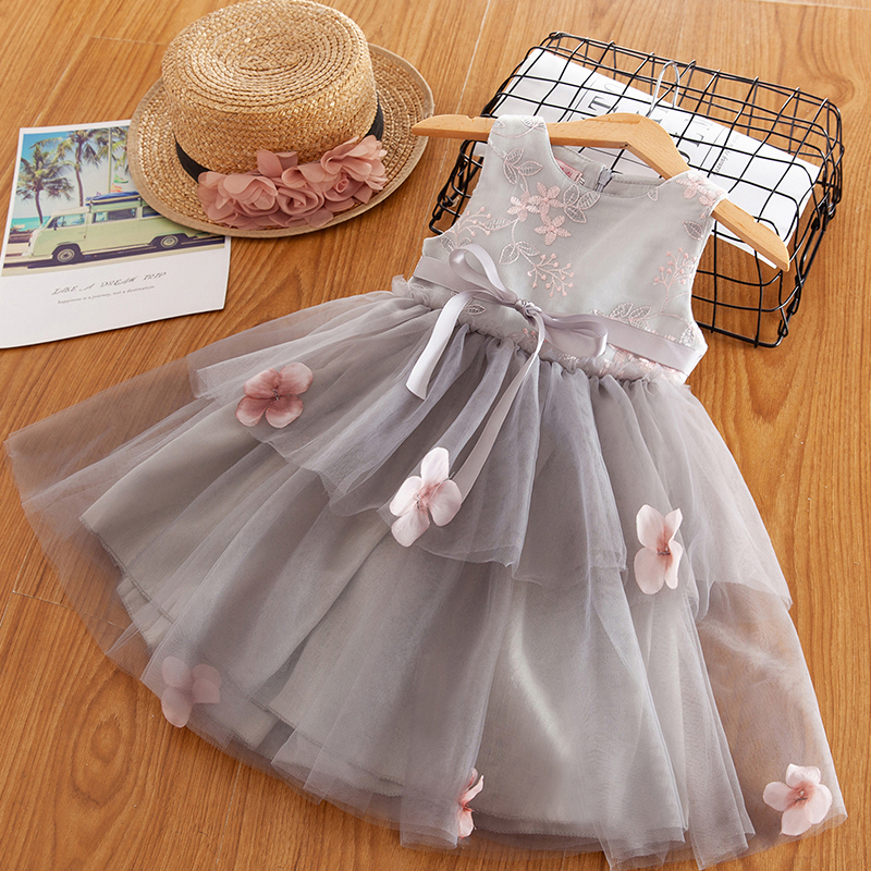 

Flower Girls Embroidery Dress Toddler Girls Summer Party Appliques Ball Gown Baby Kids Casual Clothing Size 2 4 6 Years
