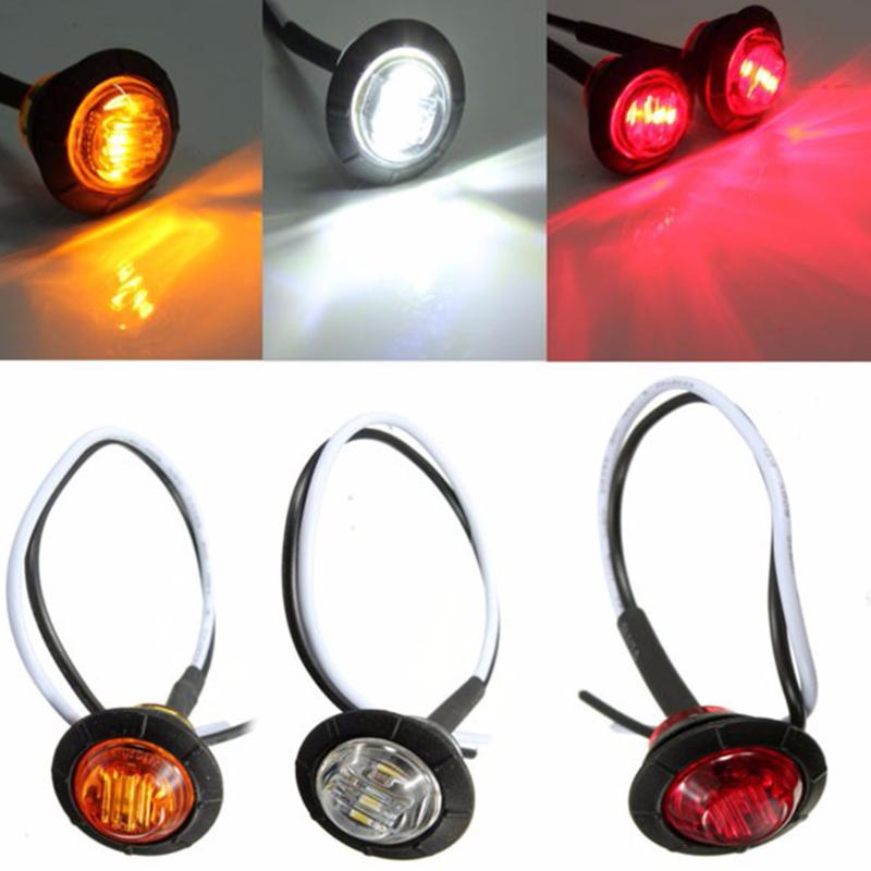 

10 Pcs Waterproof 3LED 3/4" Round Trailer Side Marker Lights Yellow White Red For Trucks Clearance Lights Truck Turn Signal Lamp, As pic