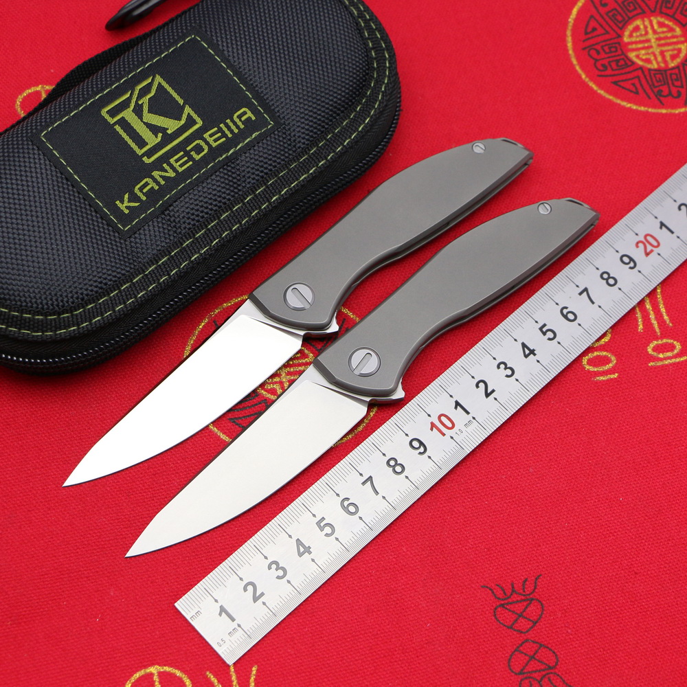 

Kanedeiia NEON D2 blade Titanium handle Flipper folding knife Outdoor camping hunting pocke fruit knives Survival EDC tools