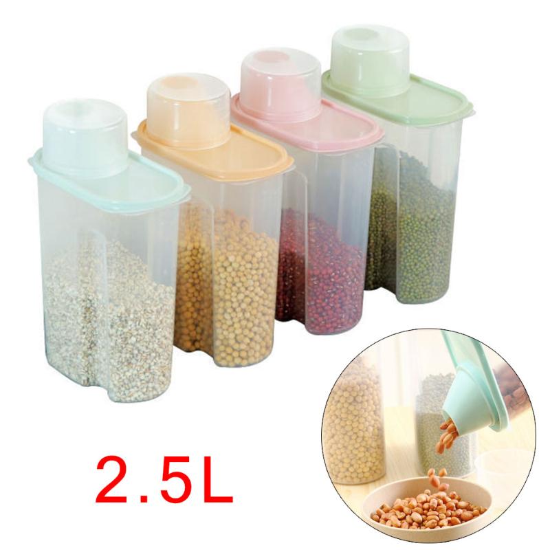 

4pcs Large Capacity Airtight Dry Container Durable Cereal Storage Box 2.5L Containers 2020 New Arival For 2020
